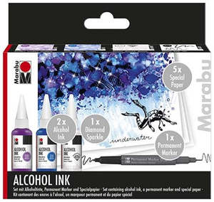 Paper Craft Stamping: Marabu Alcohol Ink Set Underwater