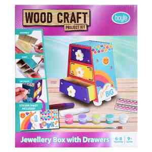 Kids Art Craft Learning: Boyle Jewellery Box With Drawers Wood Craft Project Kit