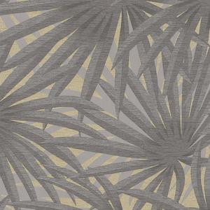 Sample - Marrakech Palms Wallpaper - Grey/Metallic