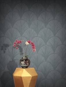 Asian Wallpaper: Orchid Scales Wallpaper - Misty Grey