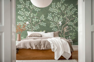 Monkey Paradise - Sage Green - Custom Sized Wallpaper Mural (per m2)