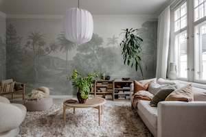 White Wallpaper: Jungle Land - Verdant - Custom Sized Wallpaper Mural (per m2)