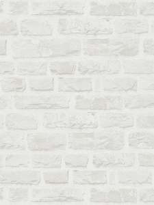 Classic Brickstone - Natural Wallpaper - White