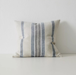 Franco Linen Stripe Cushion Cover - Denim - Discontinuing