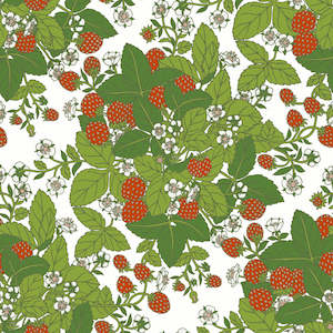 Strawberry Fields - Custom Sized Wallpaper Mural (per m2) - White Multi