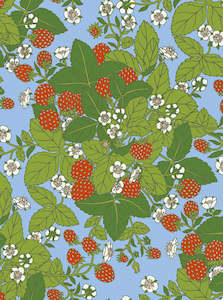 Strawberry Fields - Custom Sized Wallpaper Mural (per m2) - Blue Multi