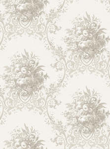 Paradise Medallion - Custom Sized Wallpaper Mural (per m2) - White Beige