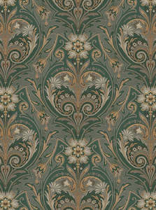 Oscar Antique Medallion - Custom Sized Wallpaper Mural (per m2) - Green