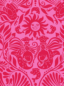 Duro: Mermaid Groove - Custom Sized Wallpaper Mural (per m2) - Red