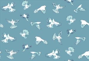 Dawn Chorus NZ Wallpaper - Grey Blue