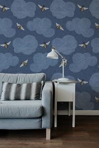 Pango And Ma: Hairy Bee Wallpaper - Navy