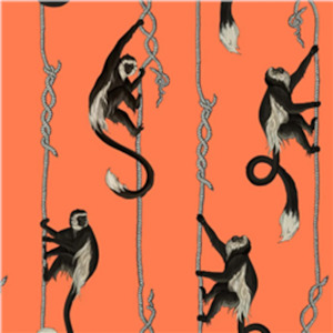 Troop Monkey Hybrid Mural Wallpaper - House of Hackney - Salamander Orange