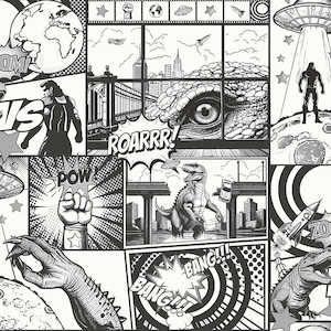 City Hero - Comic Wallpaper - Black & White