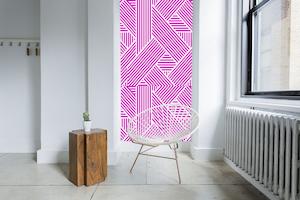 Lines Wallpaper - Lines Big Scale Pink and White - Custom Sized Wallpaper Mural (per m2)