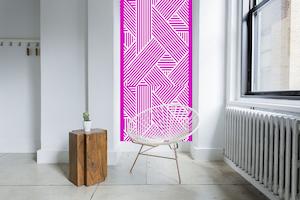 Lines Wallpaper - Stripe Lines Pink with border - Custom Sized Wallpaper Mural (per m2)