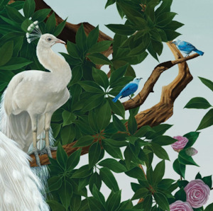 Vera's Garden - Peacock Wallpaper - Aquamarine