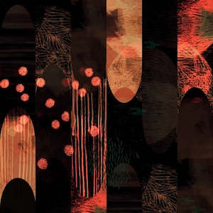 Ember Designer Wallpaper - Black & Orange