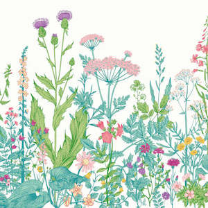 Tropical Wallpaper: Botanical Fleur Mural Wallpaper - Summer Fruit