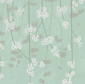 Tropical Wallpaper: Cherry Blossom Wallpaper - Green