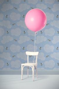 Hairy Bee Wallpaper - Baby Blue