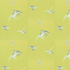 Retro Wallpaper: Swallows Wallpaper - Lime