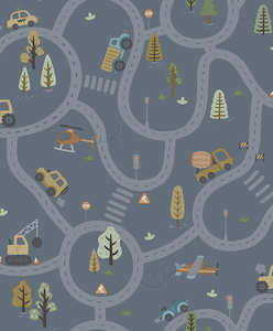 Roundabout Road Wallpaper - Denim Blue