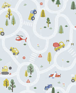 Kids Wallpapers: Roundabout Road Wallpaper - Light Blue
