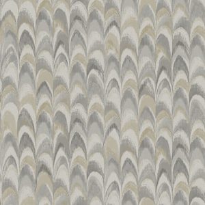 Patagonia: Sample - Ruba - Peacock feathers Wallpaper - Grey- Discontinuing