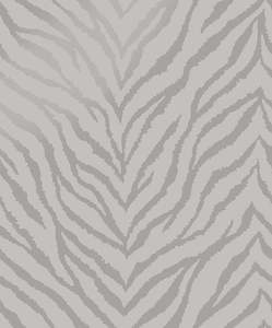 Alchemy: Zahara - Tiger Print Wallpaper - Metallic Grey - Last Roll