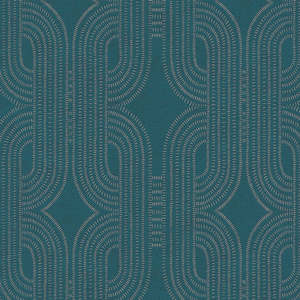 French Affair Wallpaper - Blue Metallic