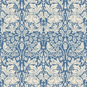 Forest Rabbit Wallpaper - Navy Blue