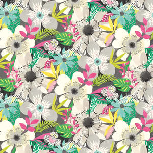 Floral Riot Wallpaper - Ohpopsi - Chalk & Carbon