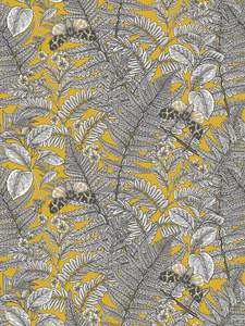 Modern: Wild Ferns Wallpaper - Mustard