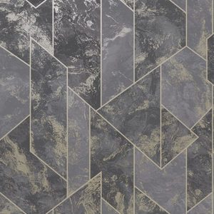 Patagonia: Sample - Zarci - Geometric Marble Wallpaper - Charcoal- Discontinuing