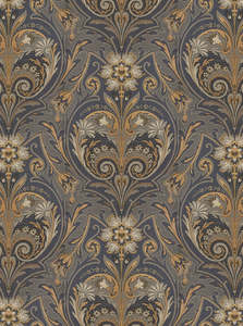 Murals 1: Sample - Oscar Antique Medallion - Custom Sized Wallpaper Mural (per m2) - Blue