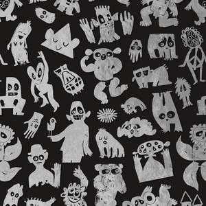 Nlxl: Love Machine 'Foil Print' by Bas Kosters Wallpaper - Silver on Black
