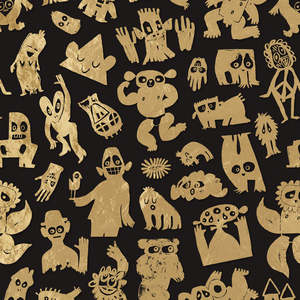 Love Machine 'Foil Print' by Bas Kosters Wallpaper - Gold on Black