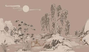 Boulevard Grasscloth Moonlight - Stone - Custom Sized Wallpaper Mural (per m2)