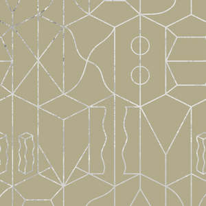 Sample - Never Ending Foil by Suzan Hijink Wallpaper - Silver Green
