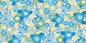 Floral Wallpaper: Sample - Flower Power - Custom Sized Wallpaper Mural (per m2) - Blue Mood