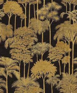 Instock Wallpaper: Cuba Forest Wallpaper - Black and Gold - Vinyl