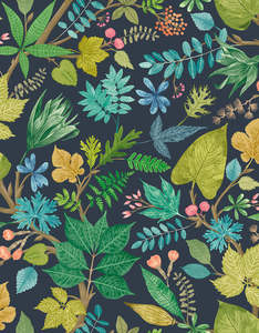 Lush Leaves Wallpaper - Ohpopsi - Midnight Garden