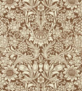 Floral Wallpaper: Sunflower Wallpaper - Chocolate/Cream