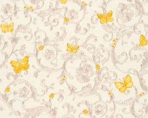 Versace: Versace Florals Wallpaper (Versace 3 Collection) - Cream/Yellow