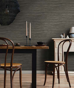 Clearance: Vardo - Faux Grasscloth Wallpaper - Charcoal - Last 20 Rolls Due July