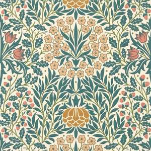 Daisy & Oak Wallpaper - Madder / Teal