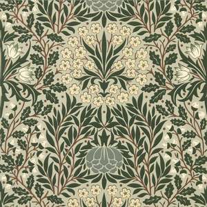 Floral Wallpaper: Daisy & Oak Wallpaper - Sage / Forest