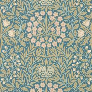 Floral Wallpaper: Daisy & Oak Wallpaper - Powder Blue / Blush