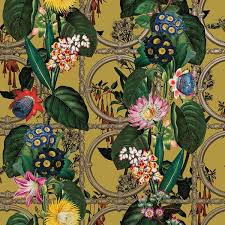Alata - Floral Trellis Wallpaper - Ochre - LAST 15 ROLLS