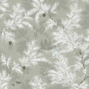 Sample - Vintergläntan Winter Garden Wallpaper - Grey